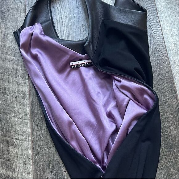 Vintage David Rodriguez Stunning Black Formal Dress Ruched Side Asymmetrical Hem - Picture 7 of 12